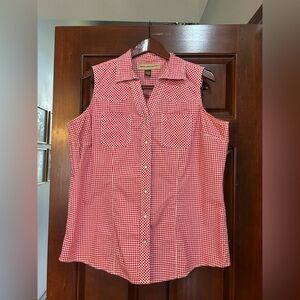 Bit & Bridle Red Gingham Western Snap Sleeveless Shirt 1X Cowgirl
